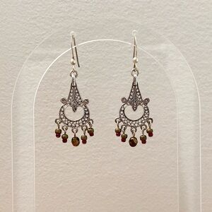 Brown and Silver Earthy Boho Statement Earrings